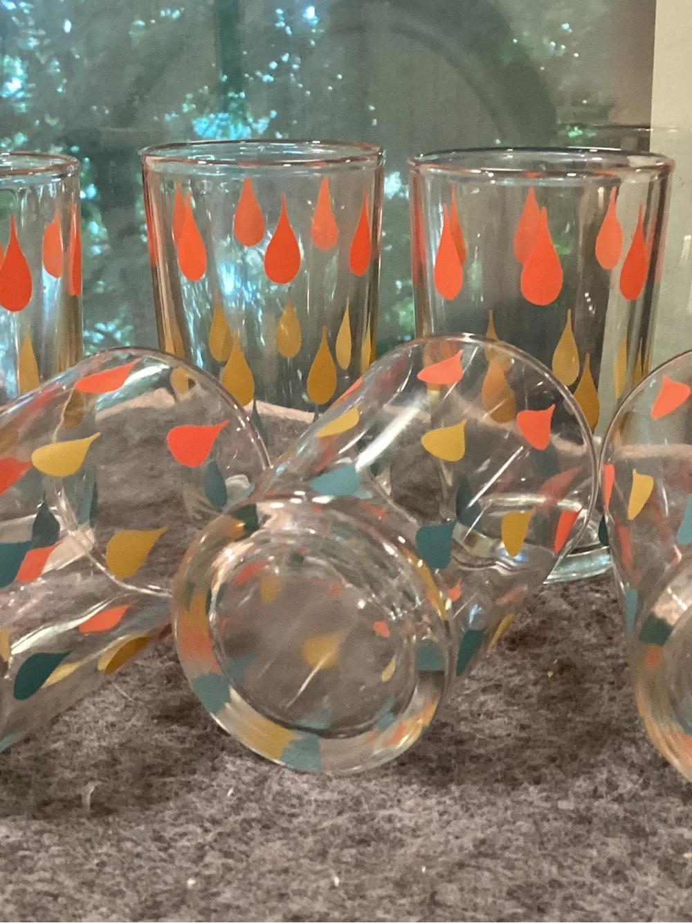 MCM “Atomic Teardrop” set/6 juice glasses 1950s 4oz VTG RARE